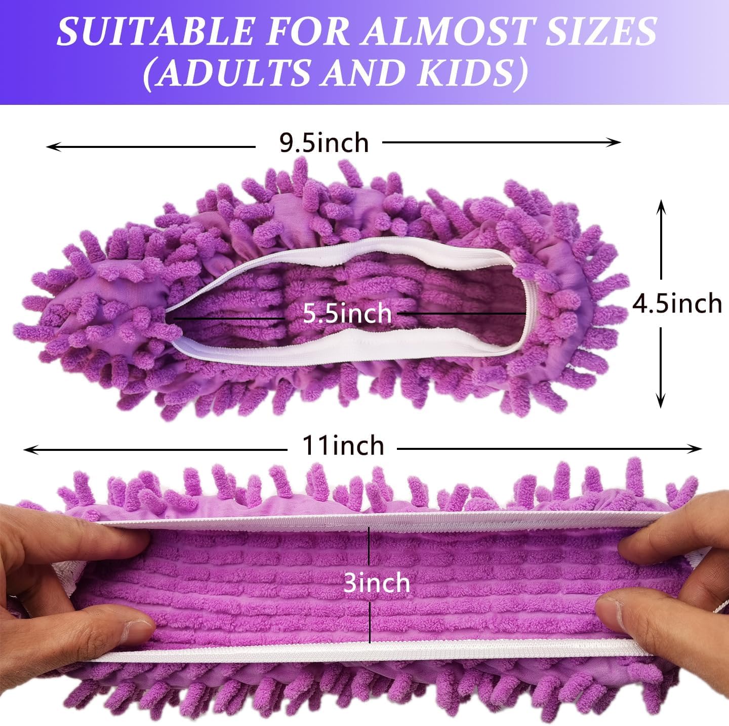 M-jump 8 PCS 4 Pairs Duster Mop Slippers Cover, Multi Function Chenille Fibre Washable Dust Mop Floor Cleaning Shoes for Bathroom, Office, Kitchen