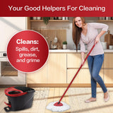 3 Pack Mop Heads Replacement and 2 Pack Floor Mop Scrubbing Brush for O-Ceda EasyWring Spin Mop, Microfiber Spin Mop Refills, Easy Cleaning Mop Head