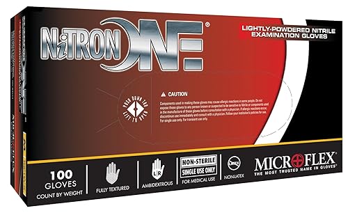 Microflex NO123M Lightly Powdered Nitrile Glove Size Medium, 100 Box