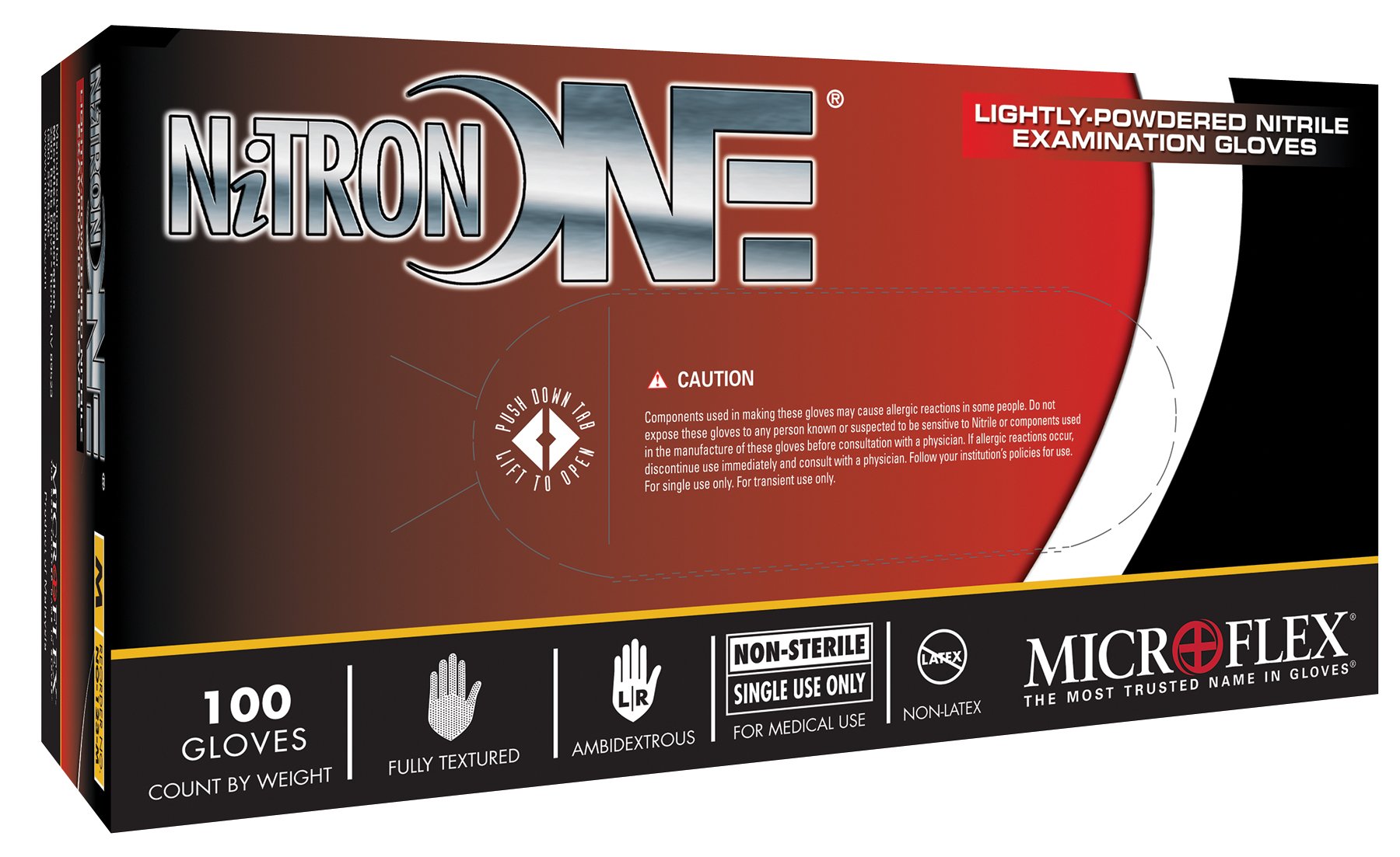 Microflex NO123M Lightly Powdered Nitrile Glove Size Medium, 100 Box