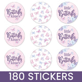 Butterfly Baby Shower Kisses Stickers - Candy Party Favor Labels, 180 Count