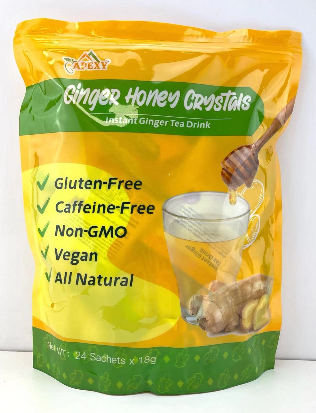 Apexy Instant Ginger Honey Crystal 18g X 24 Sachets (Original)