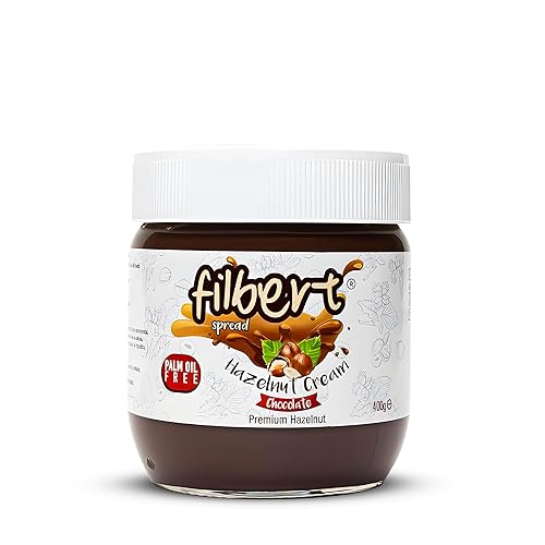 Filbert Spread Premium Hazelnut Chocolate Cream - 400g Jar | Palm Oil Free, Non-GMO, Gluten Free | Smooth & Creamy Hazelnut Cocoa Spread