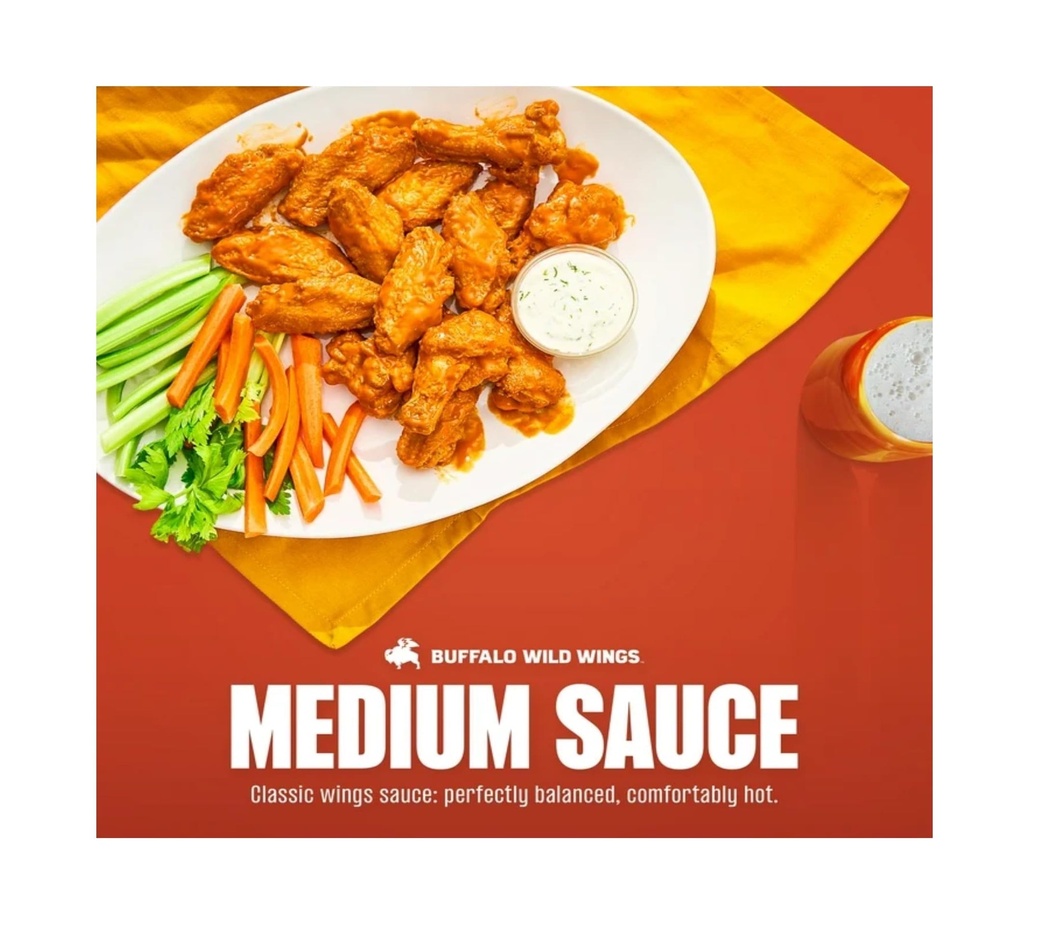 Buffalo Wild Medium Sauce, Classic Wing Marinade, Comfortably Hot, Elevate your Game and Stay Stocked Up and Buffalo Sauce, Use on Variety of Foods