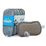 Microfiber Wholesale Sponge for Kitchen (6 Pack) - Suction Cup Hook Included, Reusable, Washable Dish Sponges with Scrubber, Refills, Scrubbing Side