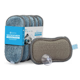 Microfiber Wholesale Sponge for Kitchen (6 Pack) - Suction Cup Hook Included, Reusable, Washable Dish Sponges with Scrubber, Refills, Scrubbing Side