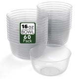 Trendables Clear Plastic Bowls - Disposable - 16 Oz - Large - Heavy Duty - 60 Count - Perfect For Weddings And Parties