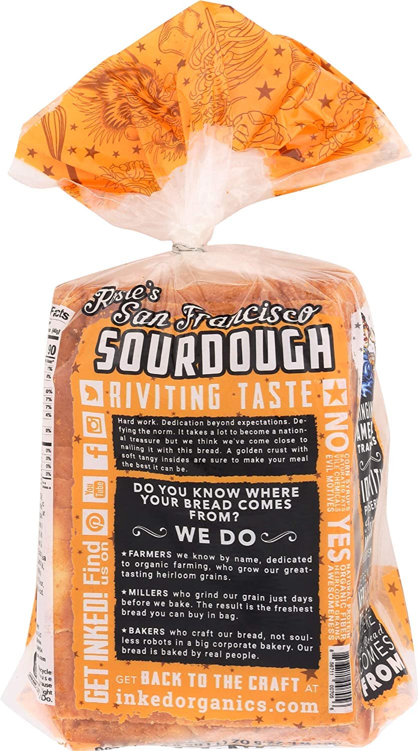 KET Inked Organics Rosie's San Francisco Bay Sourdough Bread OU Kosher 2pack, 45 oz Twin pack