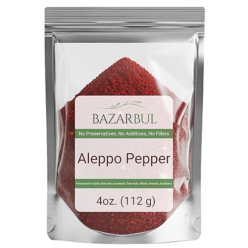BAZARBUL Premium Crushed Aleppo Pepper Flakes, Turkish Pul Biber, Organic Halaby Chili Powder, Mild & Fruity Mediterranean Spice, 4 Ounces
