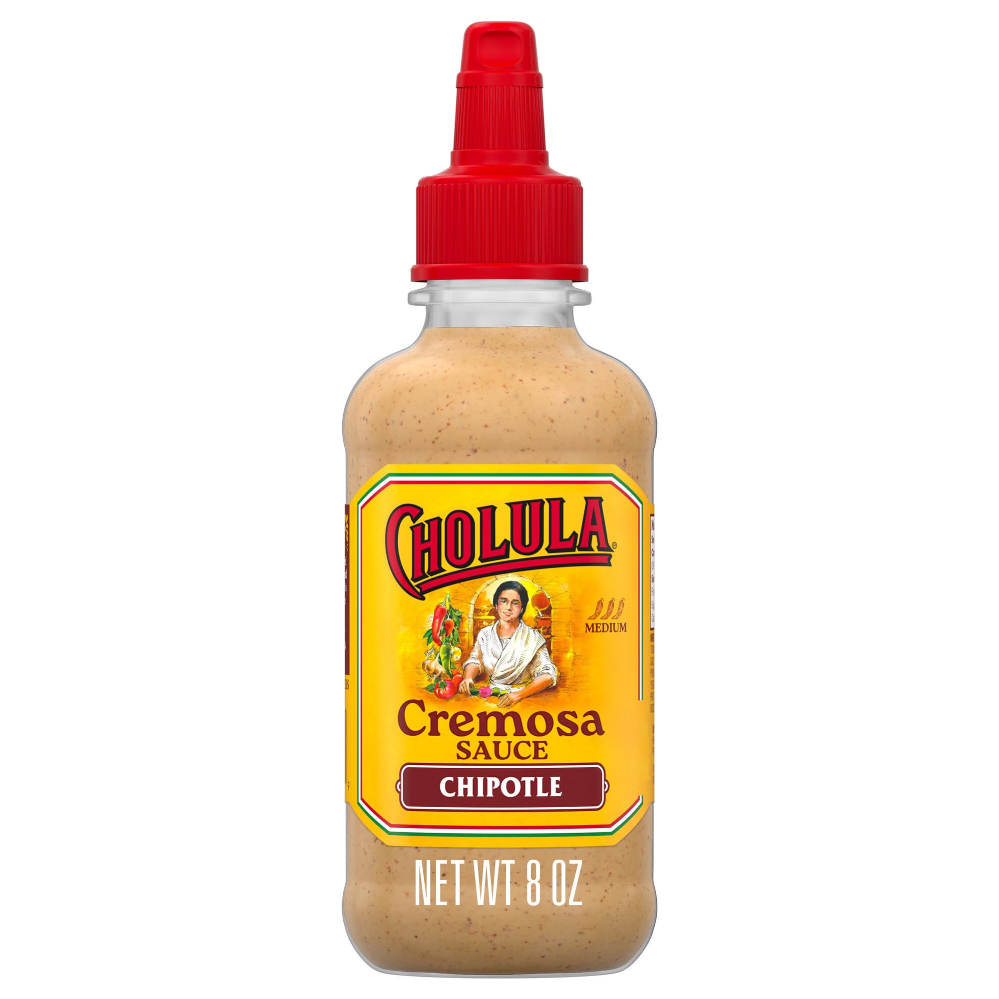 Cholula Cremosa Sauce, Chipotle, Medium Heat, Creamy, Smoky, Squeezable Topping For Elotes, Tacos, Soup, Tostadas, Nachos and More, 8 fl oz