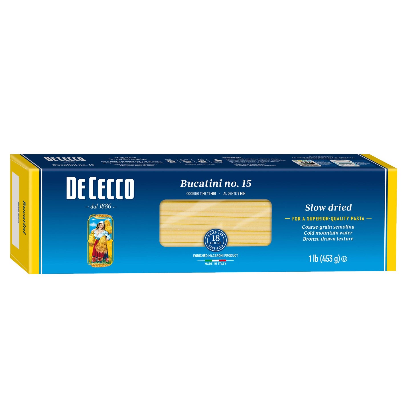 De Cecco Semolina Pasta, Bucatini No.15, 1 Pound (Pack of 5)