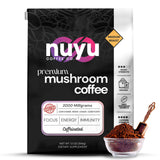 Nuyu Medium Roast Premium Mushroom Coffee, 12 oz, Specialty Ground 100% Arabica, 2000mg Functional Mushrooms, Lion's Mane, Reishi, Chaga, Cordyceps