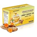 Premium Honey Ginger Crystals Turmeric Beverage 20 Packets Instant Herbal Tea Bags Pure Honey, Fresh Ginger, Turmeric Root Caffeine Free Blend