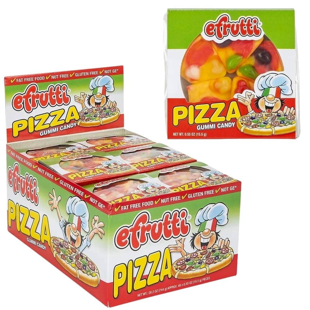 Gummi Pizzas - 0.55 oz (Pack of 48) - Individually Boxed 5-Slice Fruity Gummies Fat & Nut Free - Perfect for Parties, Treat Bags & Halloween Classroom