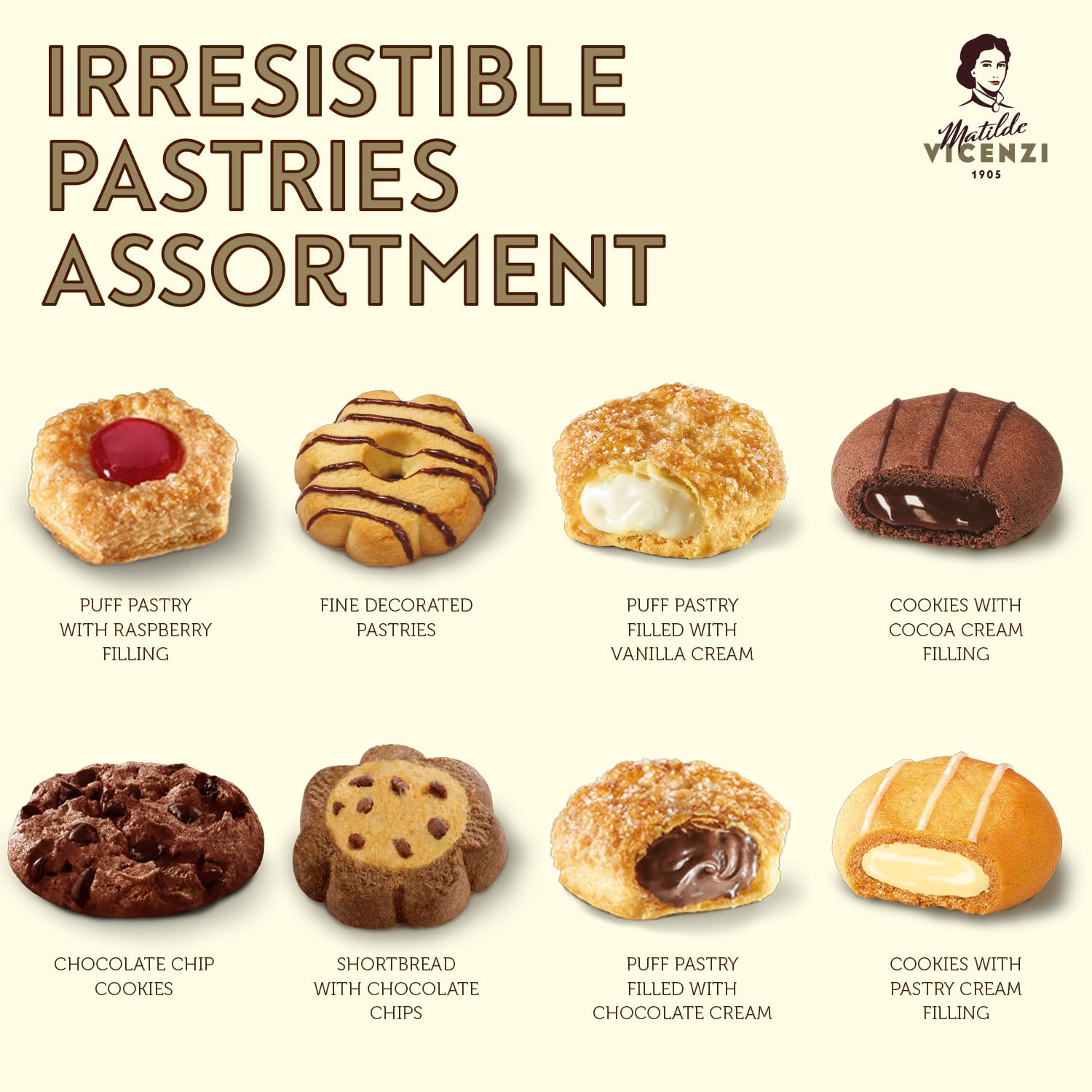 Matilde Vicenzi Roma Cookie Gift Tin - Pastries & Cookies in Individually Wrapped Trays - Gourmet Gifts For Father's Day, Teacher, Birthday - Assorted