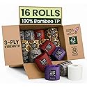 QLE Bamboo Toilet Paper - 16 Pack, 3 Ply, 300 Sheets per Roll - Organic, Hypoallergenic, Compostable, Septic Safe