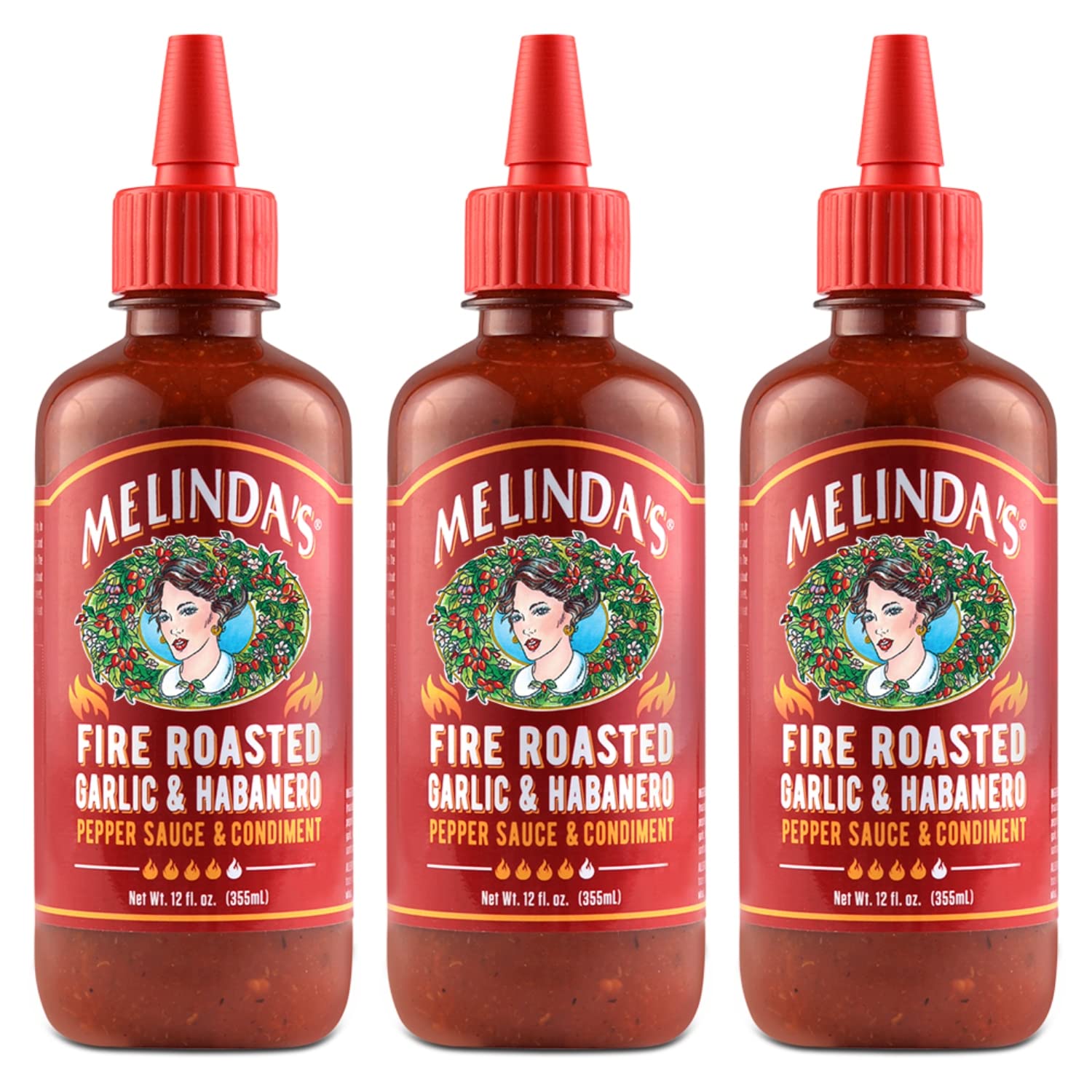 Melinda’s Fire Roasted Garlic & Habanero Hot Sauce - Made with Slow Roasted Garlic, Fresh Peppers, Lime Juice - Rich & Smoky Habanero Hot Sauce 12oz