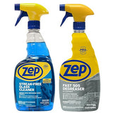 Zep Streak-Free Glass Cleaner 32 oz (1 Unit) and Zep Fast 505 Cleaner & Degreaser 32 oz 1 Unit) ECBD046 - Glass Cleaner for Windows and Mirrors