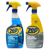 Zep Streak-Free Glass Cleaner 32 oz (1 Unit) and Zep Fast 505 Cleaner & Degreaser 32 oz 1 Unit) ECBD046 - Glass Cleaner for Windows and Mirrors
