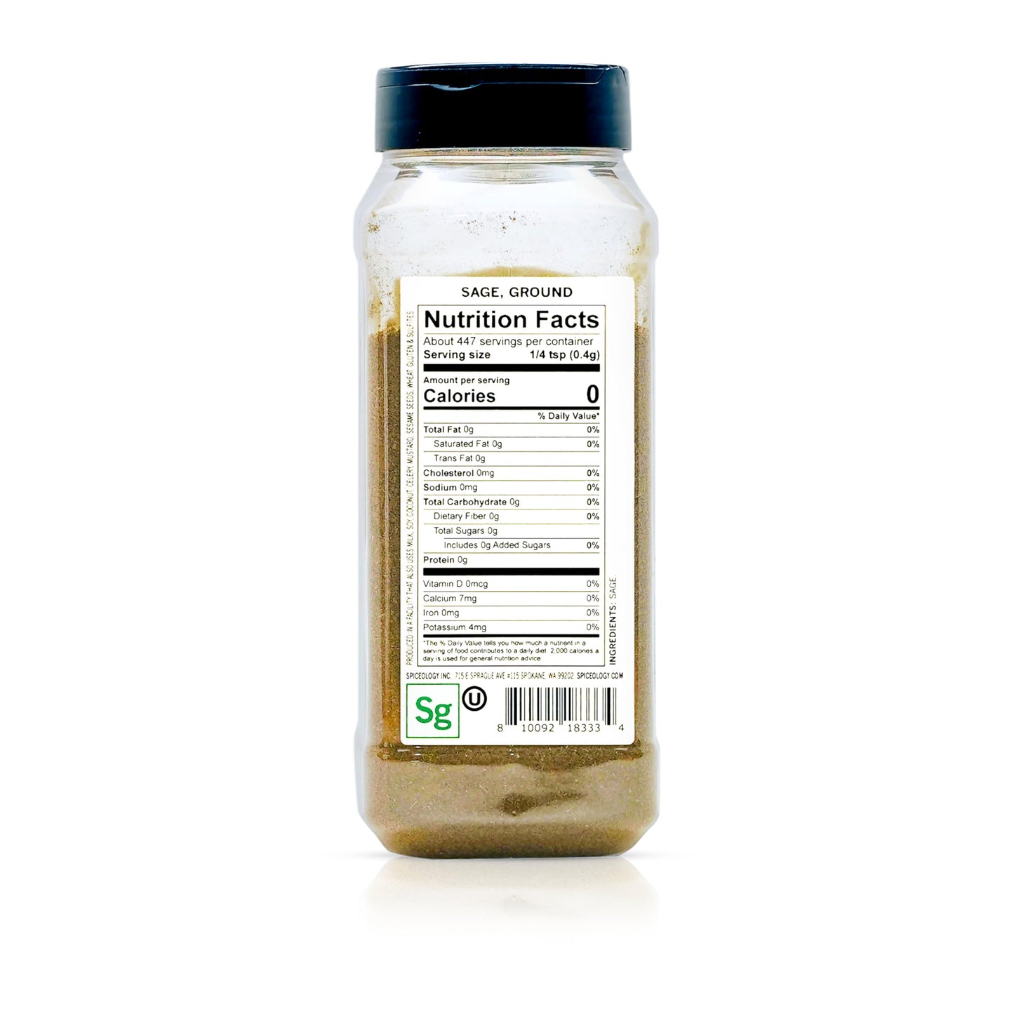 Spiceology - Ground Sage - Earthy, Savory Herb for Poultry, Stuffing, Sausage & Spice Blends - Finely Ground Sage Leaves - 6.3 oz
