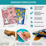 Blumix Ultimate Cleaning Kit - 7 Items: 2 Swedish Dishcloths, 2 Compressed Cellulose Sponges, 2 Glass Cleaning Cloths, 1 Mesh Scrubbing Cloth (No