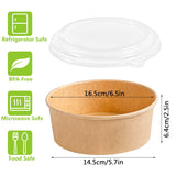 IJRPLM 50 Pack Paper Bowls with Lids, 36 oz Disposable Food Containers, Kraft Paper Salad Bowls, Disposable Soup Bowl, Serving Bowl with Lid