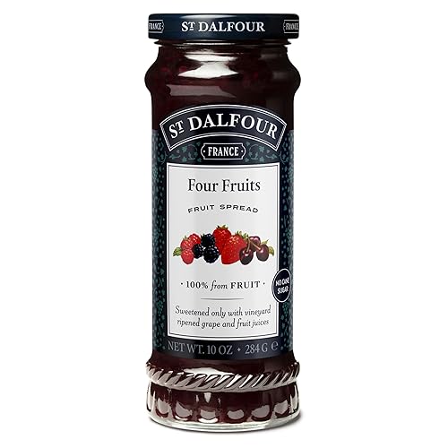 St. Dalfour Four Fruits Fruit Spread - 10oz - 100% from Fruit, No Artificial Ingredients, Non-GMO, No Cane Sugars, All Natural, Made in France