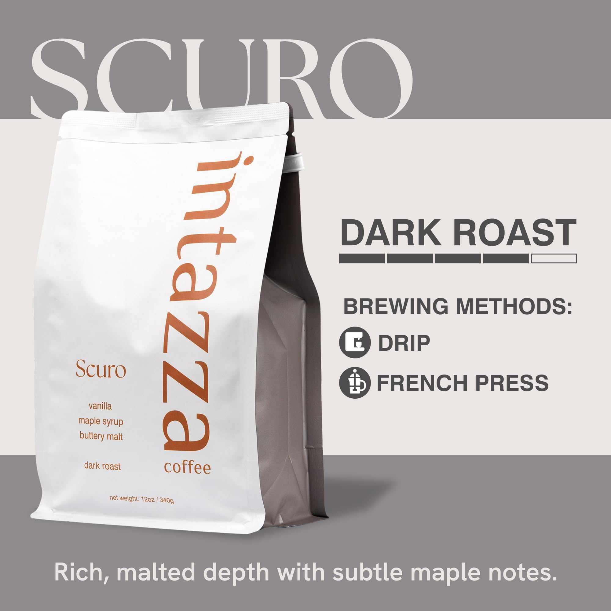 Intazza Ground Coffee, Scuro, Medium Roast Coffee Beans, South America Sourced, Nutty And Chocolate Notes, Full Body With Soft Finish, For Drip, Pour