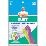 Mr. Clean Duet, Natural Latex, Beaded Cuff, Cotton Flock Lining, Non-Slip Grip Gloves, Large