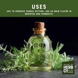 Organic Wormwood Herb Cut & Sifted, by Herb Co, Artemisia Absinthium, from Albania & Bulgaria, Kosher, for Herbal Bitters, Absinthe, Vermouth & Beer