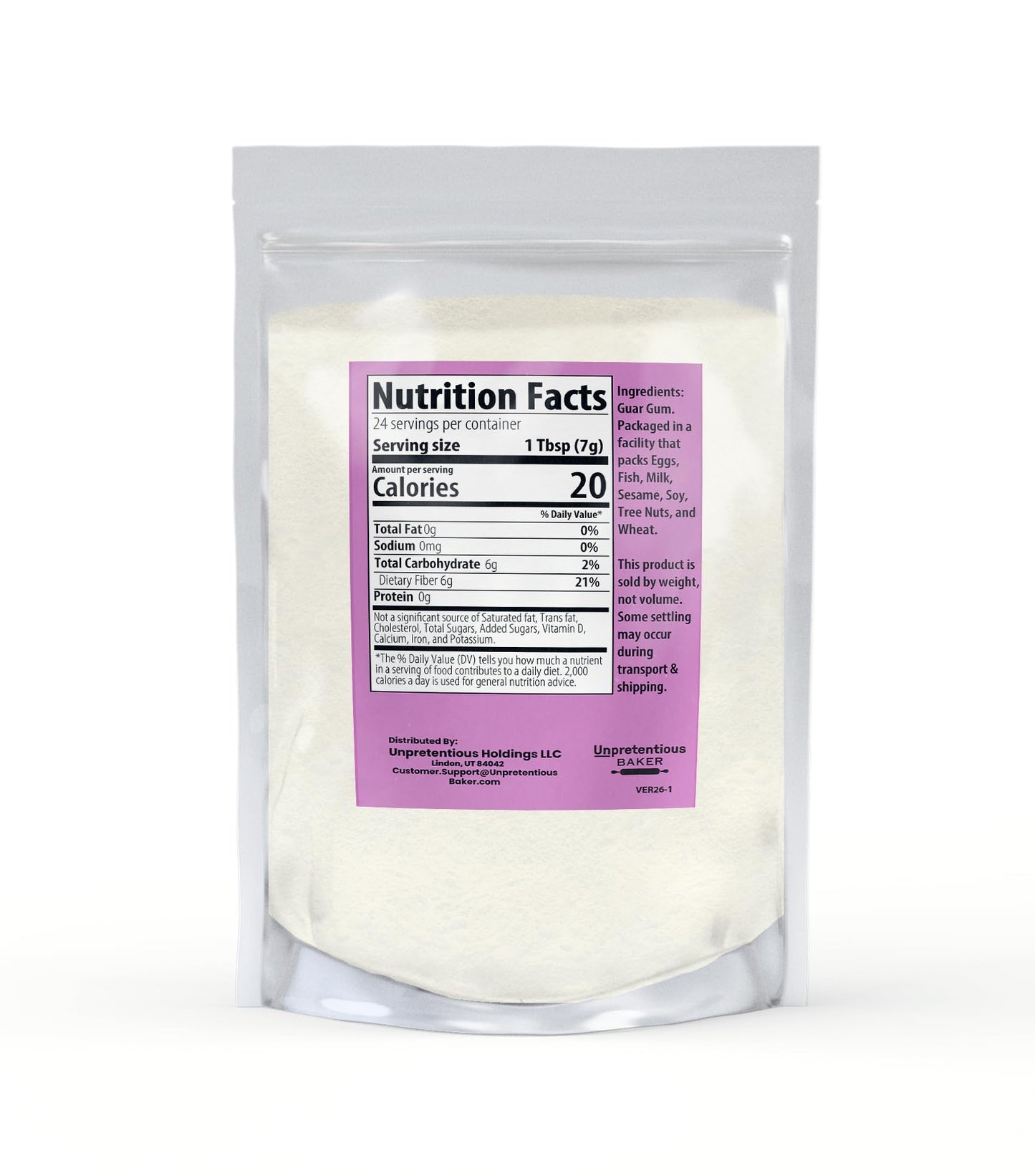 Unpretentious Baker Guar Gum, 6 oz, Gluten-Free Baking, Food Thickener & Binder, Resealable Bag