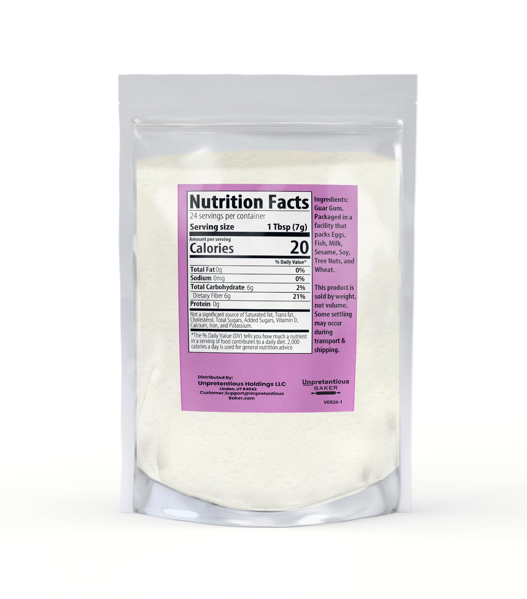 Unpretentious Baker Guar Gum, 6 oz, Gluten-Free Baking, Food Thickener & Binder, Resealable Bag