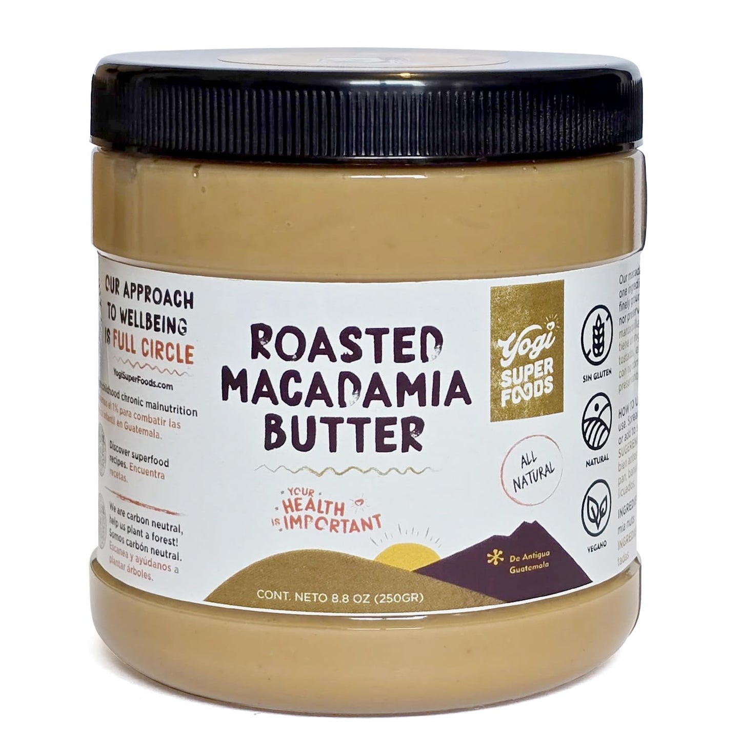 Yogi Super Foods Roasted Macadamia Nut Butter - Healthy Macadamia Butter Spread, Perfect for Keto and Paleo Diets - No Added Sugar, Creamy Texture