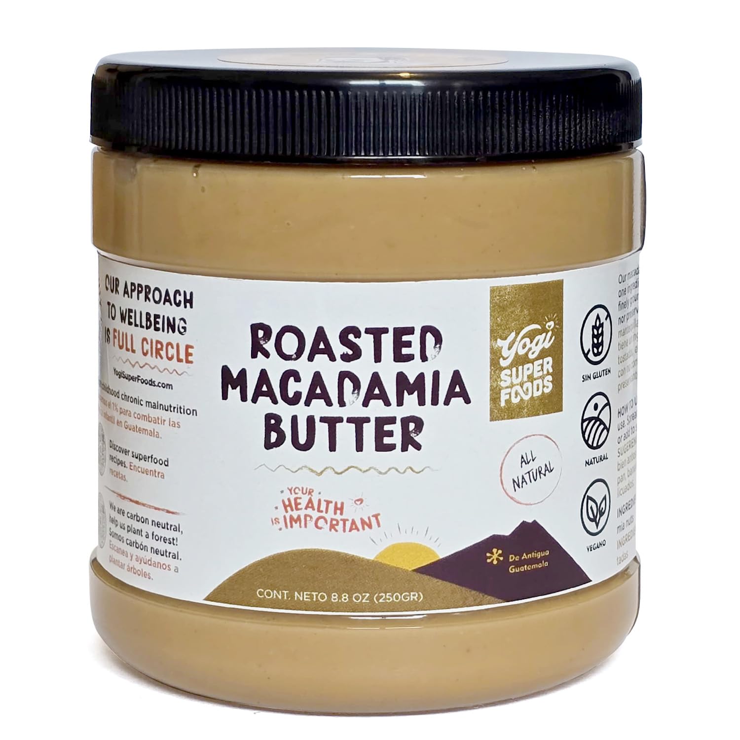 Yogi Super Foods Roasted Macadamia Nut Butter - Healthy Macadamia Butter Spread, Perfect for Keto and Paleo Diets - No Added Sugar, Creamy Texture