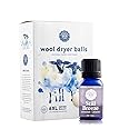 Woolzies Wool Dryer Balls Organic: 6 XL Laundry Balls for Dryer + 10 ml Still Breeze Essential Oil Combo for use as 100% Pure and Natural Fabric
