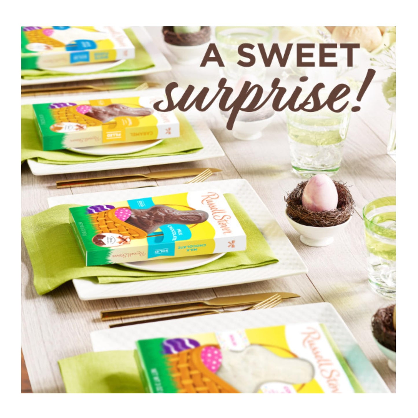 Russell Stover Milk Chocolate Bunnies - Pack of 2 - Solid Milk Chocolate - Perfect for Easter Baskets or Sharing with Friends and Family - Tasty