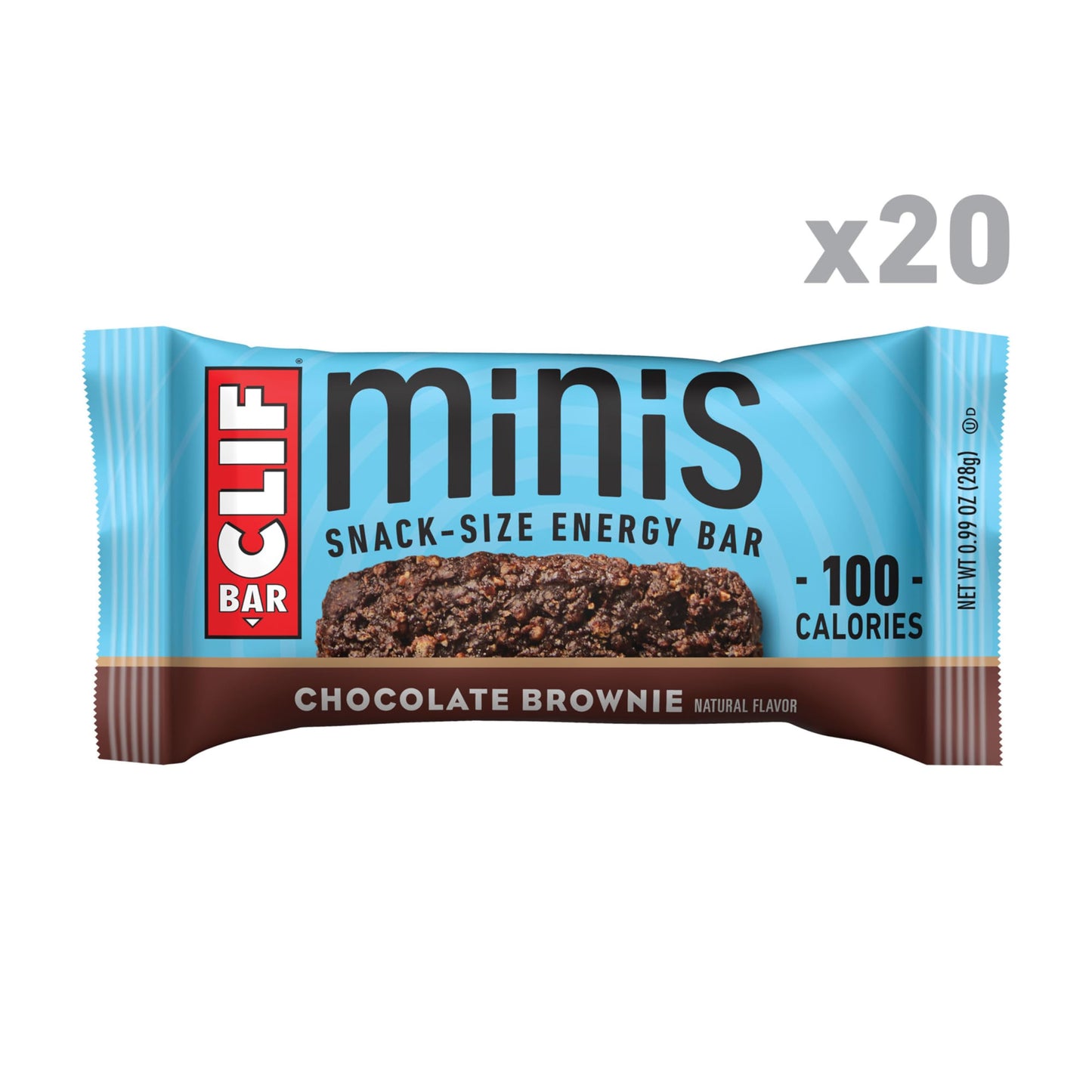 CLIF BAR Minis - Chocolate Brownie Flavor - Made with Organic Oats - 4g Protein - Non-GMO - Plant Based - Snack-Size Energy Bars - 0.99 oz. (20 Pack)