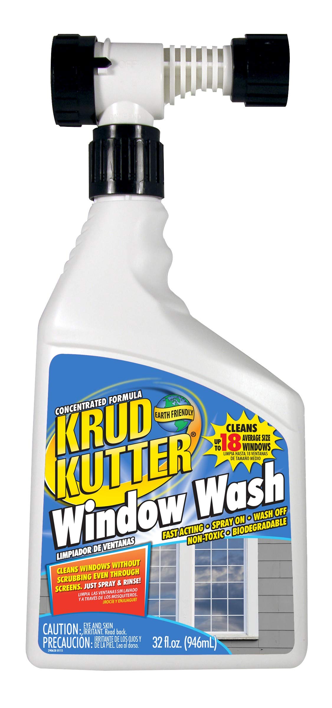 Krud Kutter Window Wash Cleaner, 32 oz, Streak Free Glass Cleaner for Windows, Mirrors and Glass Surfaces, Removes Dirt, Dust and Grime, Indoor
