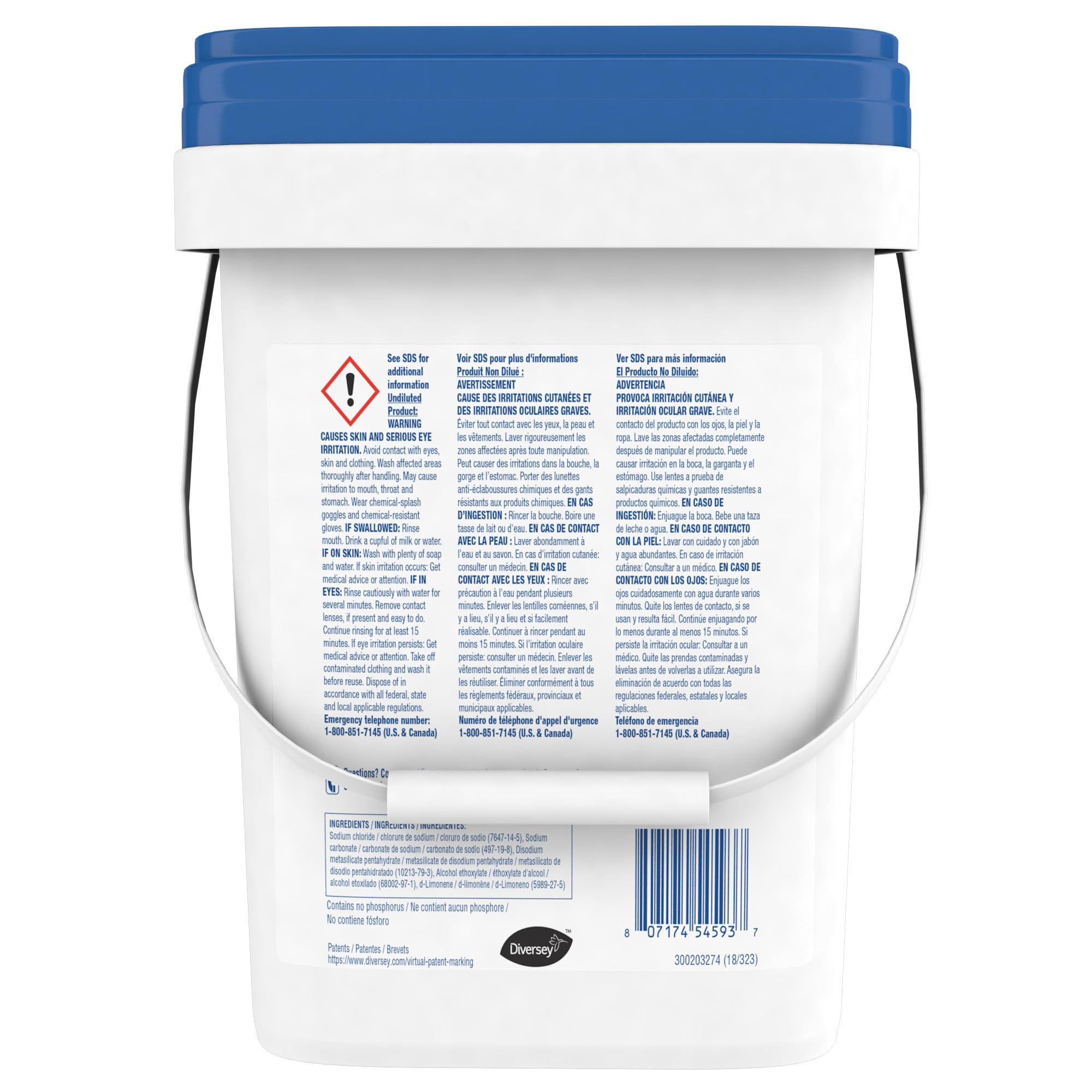 Diversey Whistle Multi-Purpose Laundry Detergent for Regular & High-Efficiency (HE) Machines, Commercial Bulk Fabric & Floor Cleaner, Powder