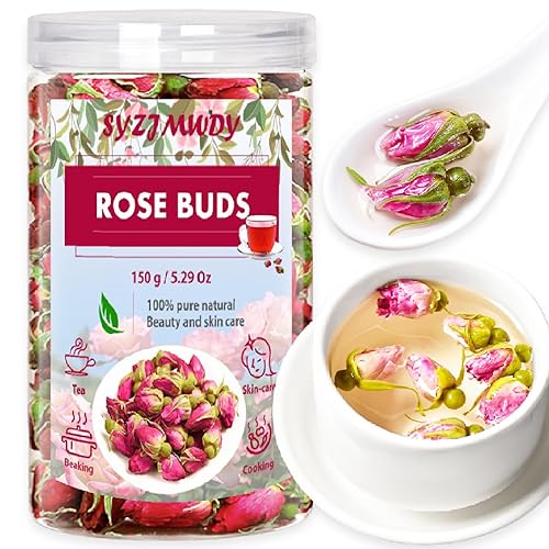 Premium Dried Rose Buds, 150g/5.29oz Edible Rose Petals Loose Tea, Direct From Source Red Rose Tea, Dried Flowers for Tea Baking Crafts Cocktail