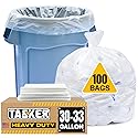 Tasker 30-33 Gallon Trash Bags Heavy Duty (Value 100/Bags w/Ties) Clear Large Plastic Recycling Garbage Bags. 30 Gal, 32 Gallon Clear Large Trash Bags