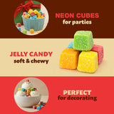 Sour Gummy Blocks Candy | 2-Pound Bag | Assorted Fruit Chewy Candy Cubes in Strawberry, Green Apple, Tangerine, Blueberry & Pineapple | Neon Jellies
