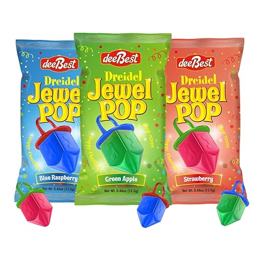 Dee Best Dreidel Jewel Pop Ring Shape Candy - Variety Pack 36 Individually Wrapped