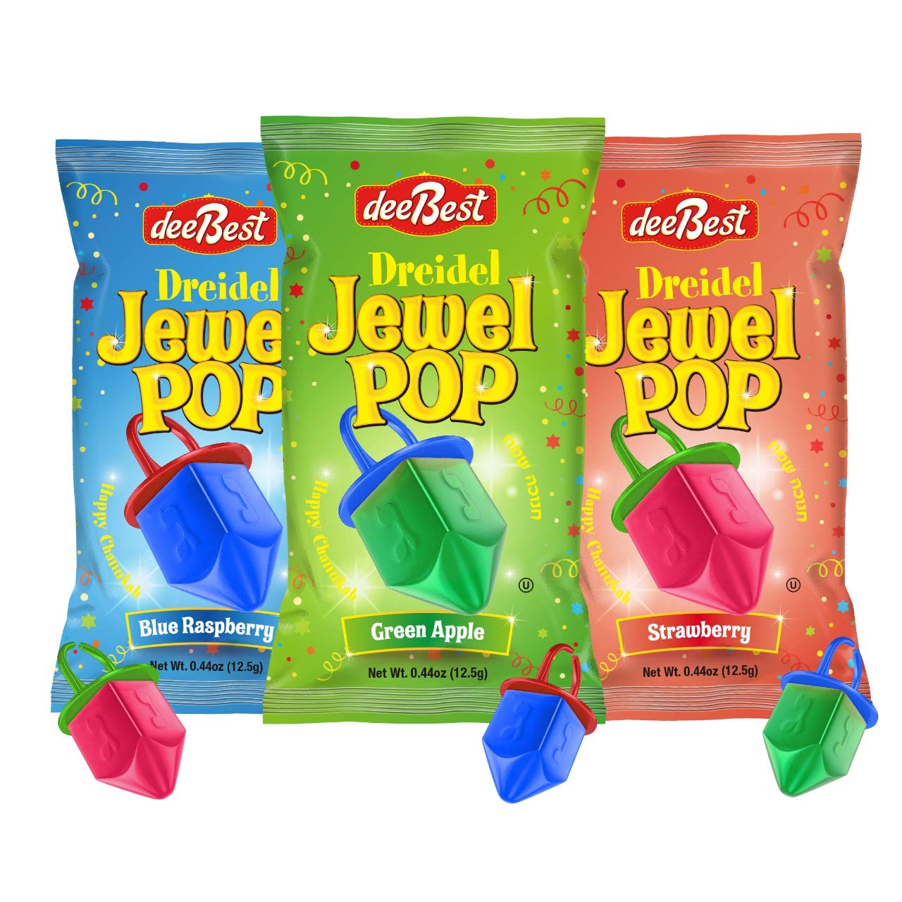 Dee Best Dreidel Jewel Pop Ring Shape Candy - Variety Pack 36 Individually Wrapped