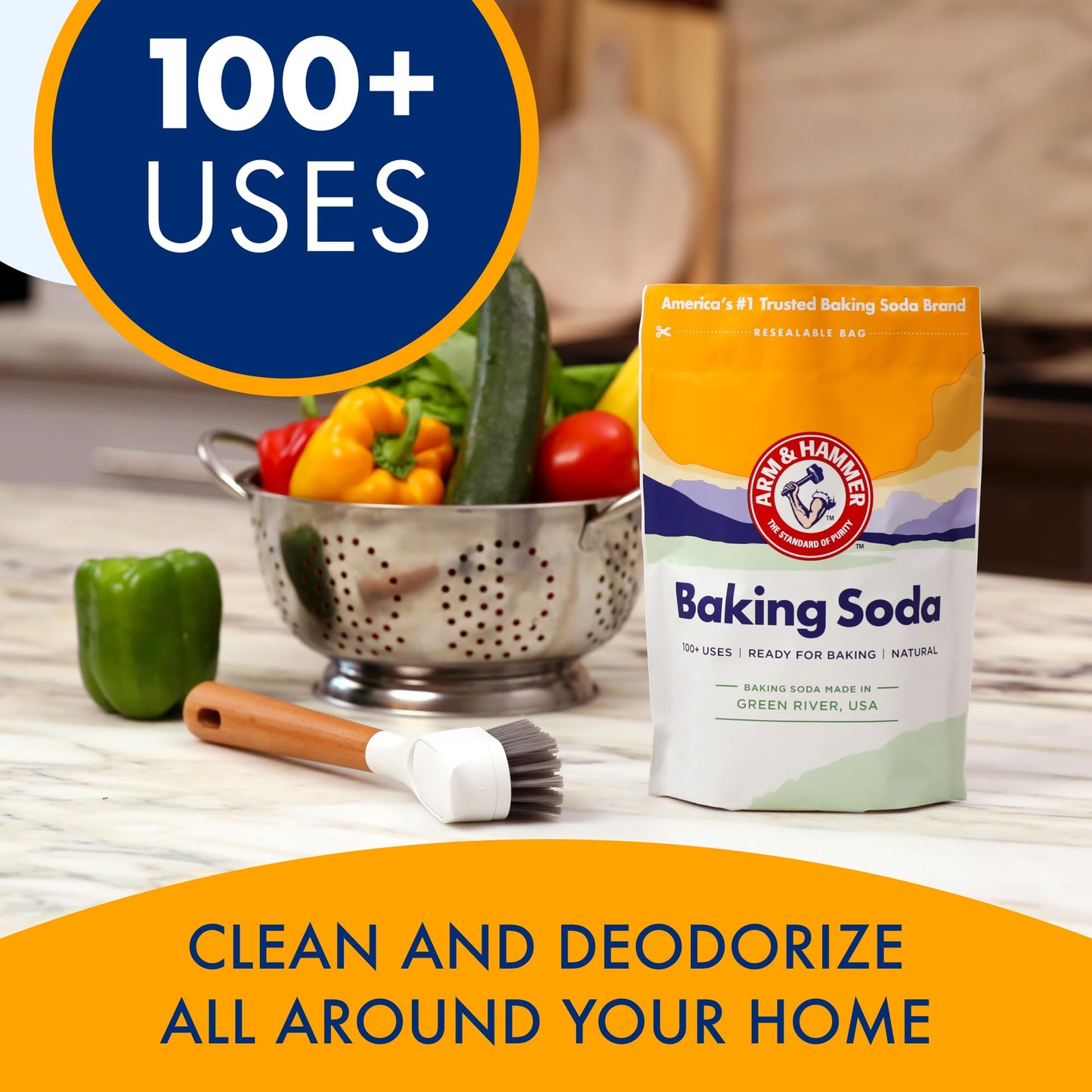 ARM & HAMMER Baking Soda, Multi-Purpose 100% Pure Sodium Bicarbonate Powder for Cooking, Baking, Cleaning, Laundry, Deodorizing, DIY & More, 7 Lbs