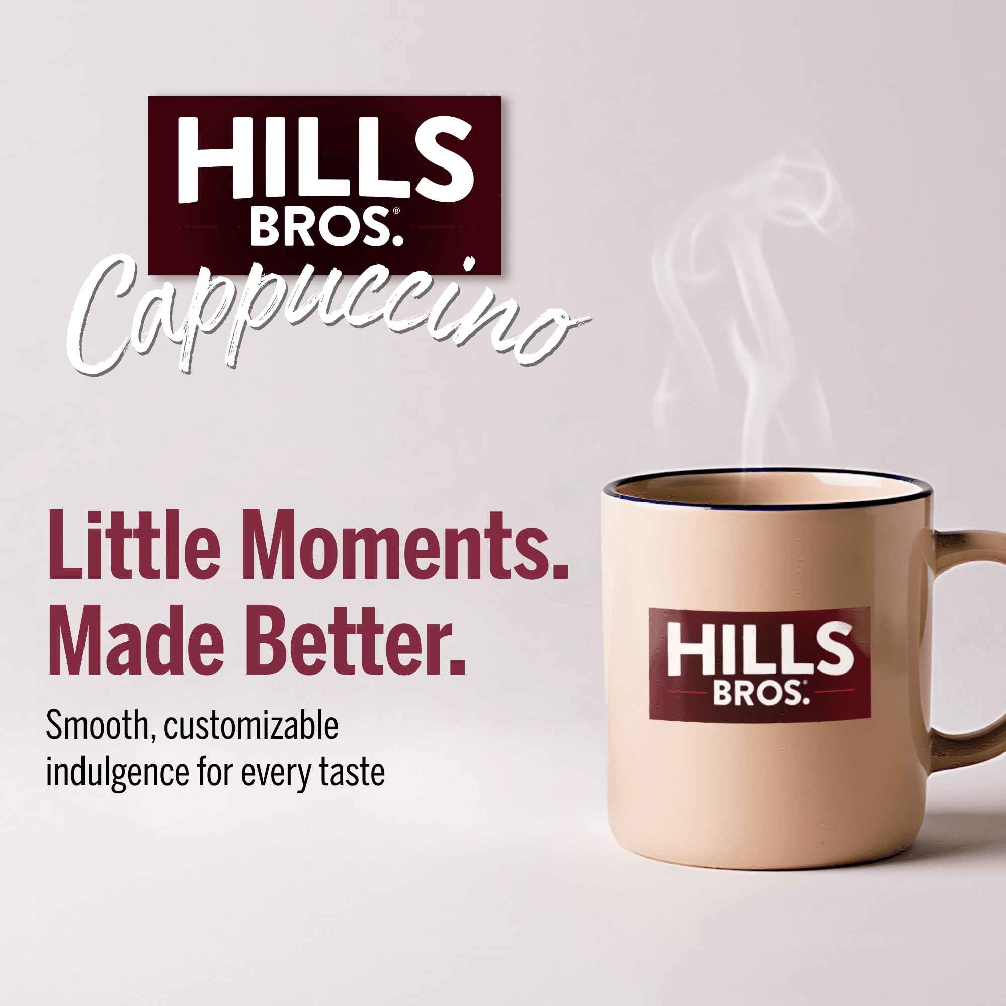 Hills Bros. Cappuccino Mix - Rich, Frothy Coffeehouse-Tasting Instant Drink Mix - Quick and Easy Preparation - Perfect for Hot & Iced Drinks