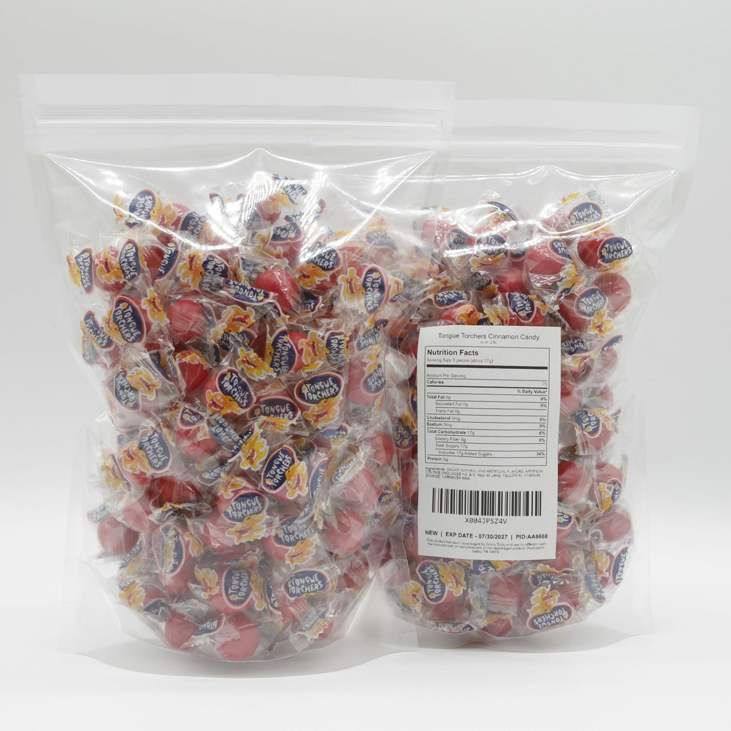 Fireball Candy 2 lb - in Bulk Resealable Bag, Hot & Spicy Cinnamon Hard Candy, Individually Wrapped