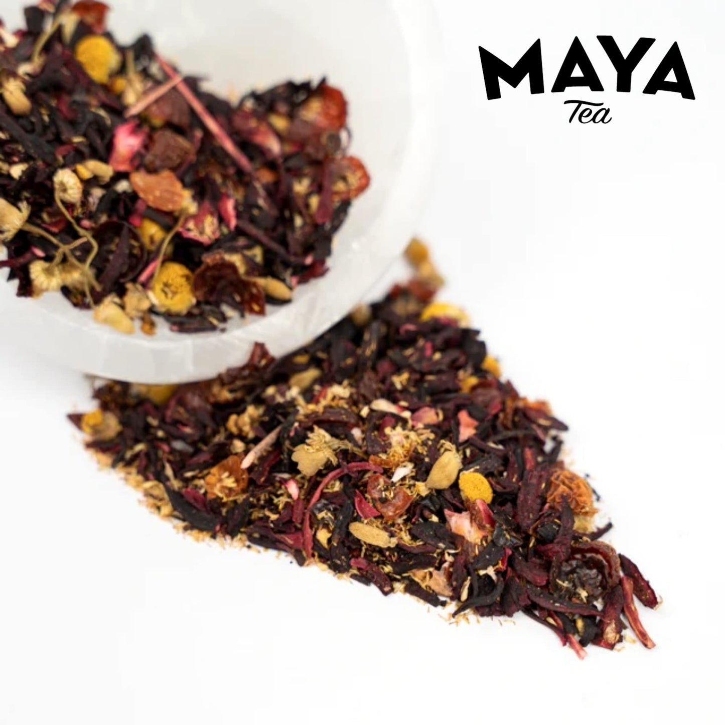 Maya Tea Prickly Pear Natural Flavor Herbal Tea Sachets, No Caffeine, Hibiscus & Chamomile Flowers with Rose Hip & Chicory Root, Pack of 20