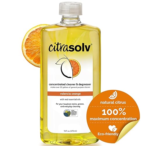 Citra Solv Concentrated Household Cleaner & Degreaser - Valencia Orange Scent - 16 Fl Oz, Safe, Effective, and Versatile Cleaning Solution, Natural