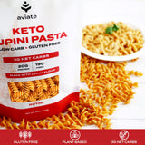 Aviate Keto Pasta Rotini - Low Carb (3g Net) Lupini Noodles, High Protein (20g), Gluten-Free, Made with Lupin Flour, Plant Based Vegan, Keto-friendly